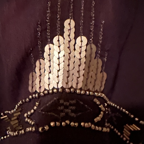 Free People Sequin and Beaded Cropped Top (EUC; Black/Gold; Sz. Medium) - Picture 5 of 6